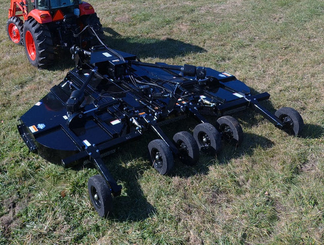 Blue Diamond Flex Wing Rotary Cutter Brush Hog for tractors designed for mowing large fields pastures and overgrown vegetation