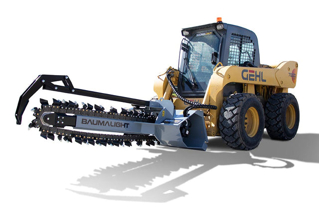 Baumalight TN760 High Flow Trencher for skid steers designed for digging utility trenches and drainage lines efficiently