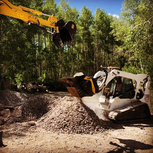 Bobcat-T300 Excavator operating on a construction site with trees in the background