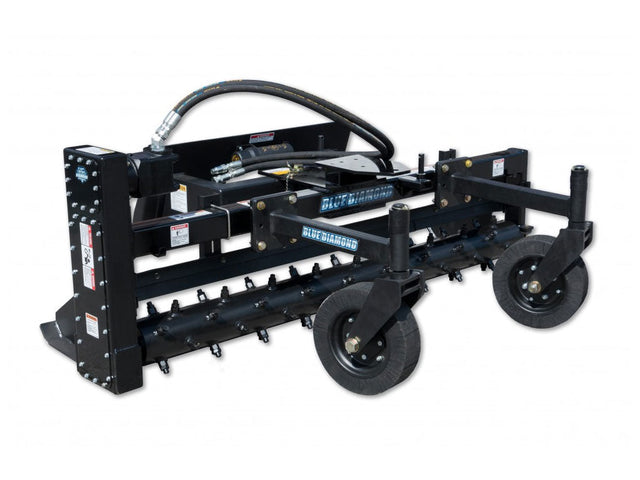 BLUE DIAMOND | EXTREME DUTY POWER RAKE FOR SKID STEER, MANUAL ANGLE