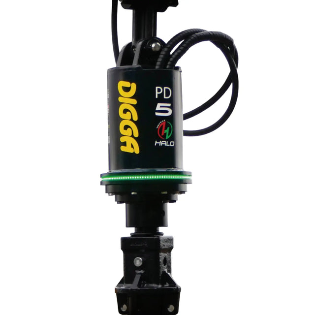 A black Digga HALO retrofit kit mounted on a vehicle, likely an excavator or similar construction equipment.