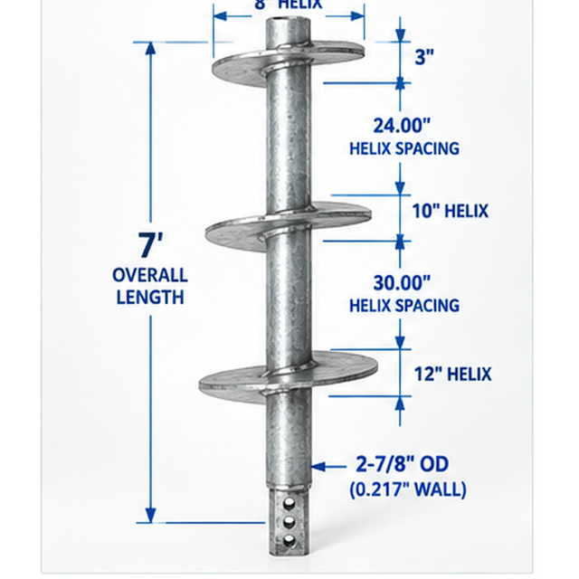 2-7/8" SS Helical Lead Section — 7'