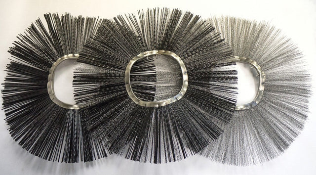 Blue Diamond Series 2 hydraulic angle broom attachment for tractors with steel bristle brush and hydraulic hose connections on white background