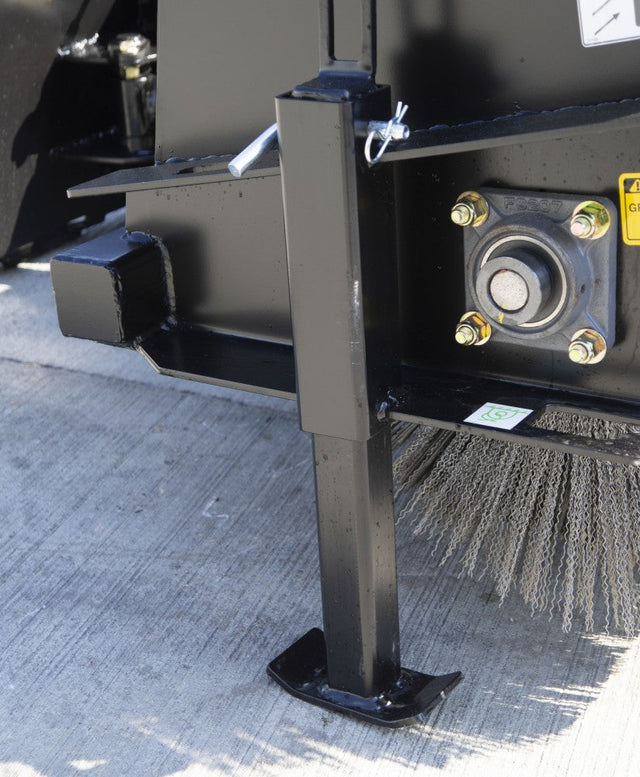 Blue Diamond Series 2 hydraulic angle broom attachment for tractors with steel bristle brush and hydraulic hose connections on white background