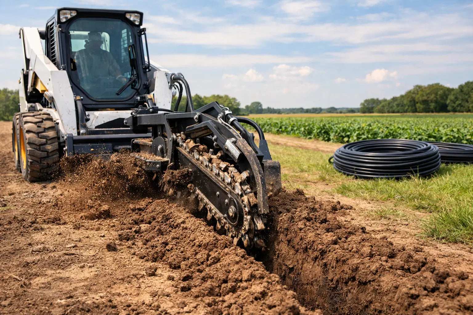 Skid Steer Trencher for Irrigation Jobs