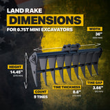 CAT 300.9D Land Rake 36" / 900mm