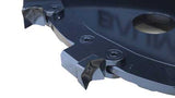 Baumalight DPH series PTO tree cutter with three-point hitch mounted on a New Holland tractor on white background