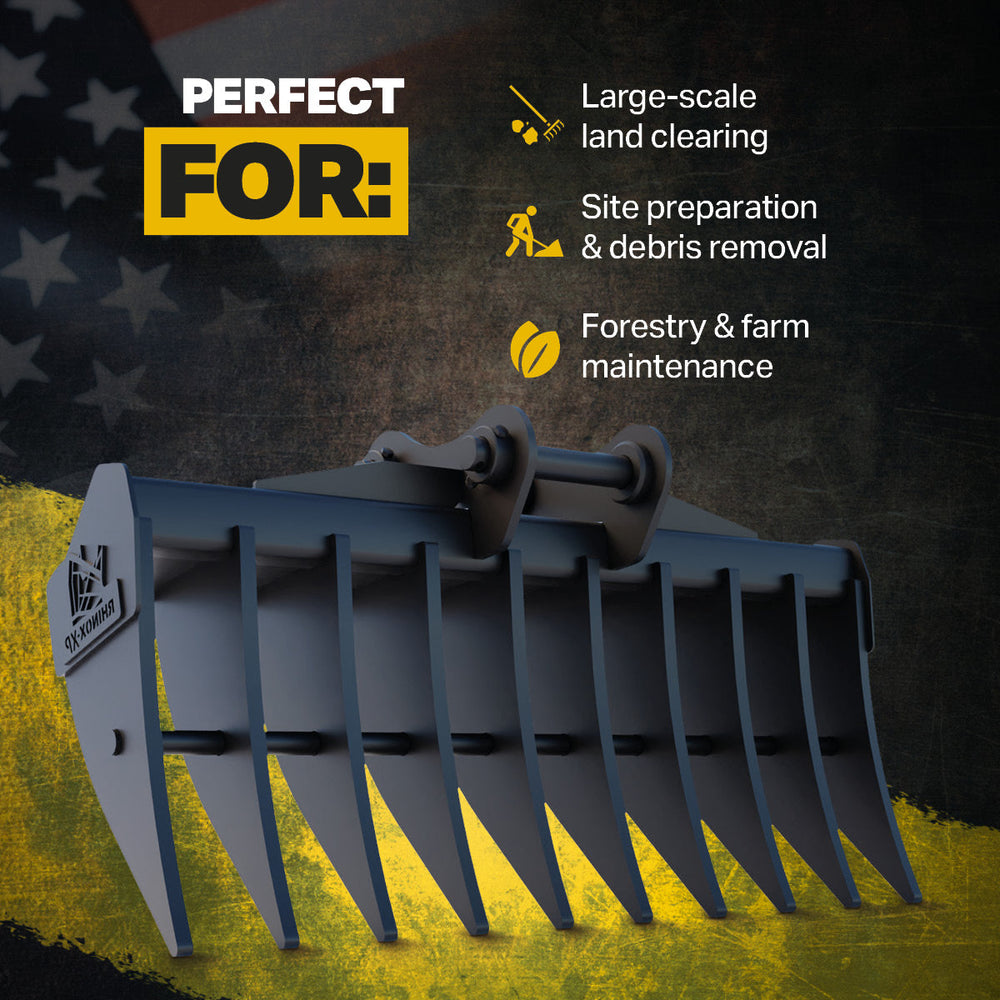 SANY SY135C  Excavator Land Clearance Rake - 72" Heavy Duty