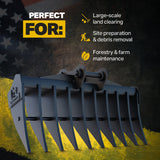CAT 313 GC Excavator Land Clearance Rake - 72" Heavy Duty