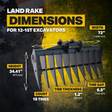SANY SY135C  Excavator Land Clearance Rake - 72" Heavy Duty