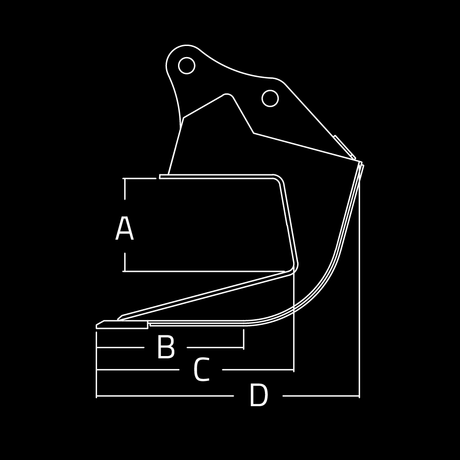 WAIN ROY Pavement Slab Removal Bucket for excavators 20000 to 110000 lbs designed for prying and removing pavement slabs efficiently