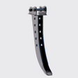Metal bracket with screws on a light gray background