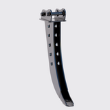 Metal bracket with screws on a light gray background