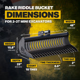 Kubota U20-3 Quick Attach Rake Riddle Bucket 48" / 1200mm