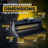 Doosan DX200LC-7 Excavator Rake Riddle Bucket - 84"