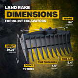 CAT 325 Excavator Land Clearance Rake - 84" Heavy Duty
