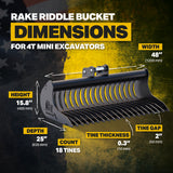 Kubota U27-4 Quick Attach Rake Riddle Bucket 48" / 1200mm