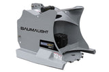 Baumalight DPH series PTO tree cutter with three-point hitch mounted on a New Holland tractor on white background