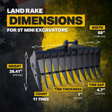 Yanmar ViO55 Land Rake 60" / 1500mm