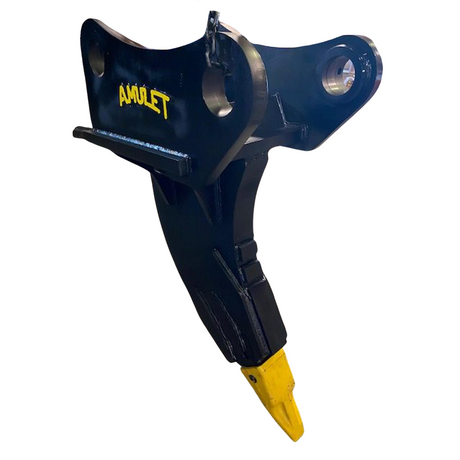Amulet severe-duty excavator ripper attachment with single shank tooth for breaking hard soil and rock