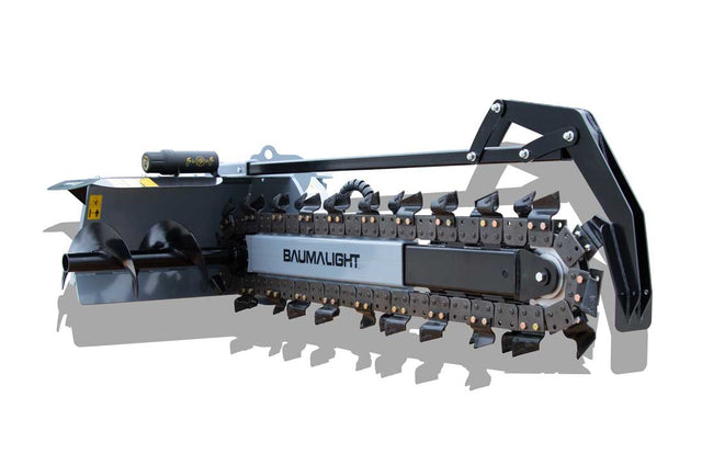 Baumalight TN760 High Flow Trencher for skid steers designed for digging utility trenches and drainage lines efficiently