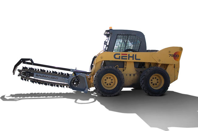 Baumalight TN760 High Flow Trencher for skid steers designed for digging utility trenches and drainage lines efficiently