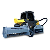 Baumalight SWA540 Boom Mower for skid steers, featuring a yellow and black color scheme with the Baumalight brand on the side.