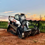 Shearex HM-Series Skid Steer Mulching Head for grinding brush trees and stumps into fine mulch during land clearing operations