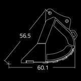 WAIN ROY Severe-Duty Rock Bucket for excavators 30000 to 41000 lbs designed for shot rock and abrasive material handling Schema