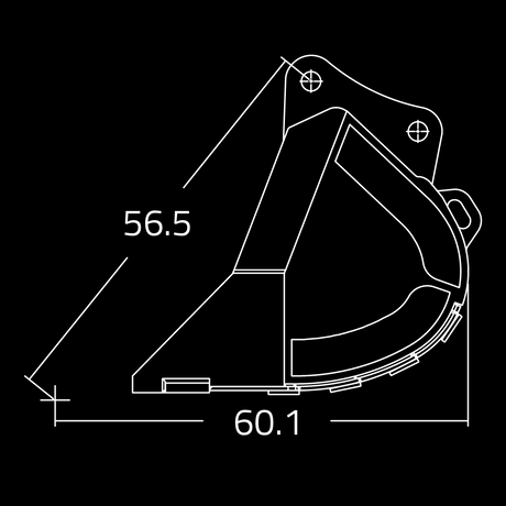 WAIN ROY Severe-Duty Rock Bucket for excavators 30000 to 41000 lbs designed for shot rock and abrasive material handling Schema