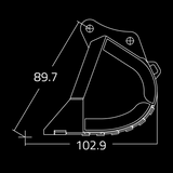 WAIN ROY Severe-Duty Rock Bucket for excavators 110000 to 160000 lbs built for high impact rock breaking and abrasive material excavation