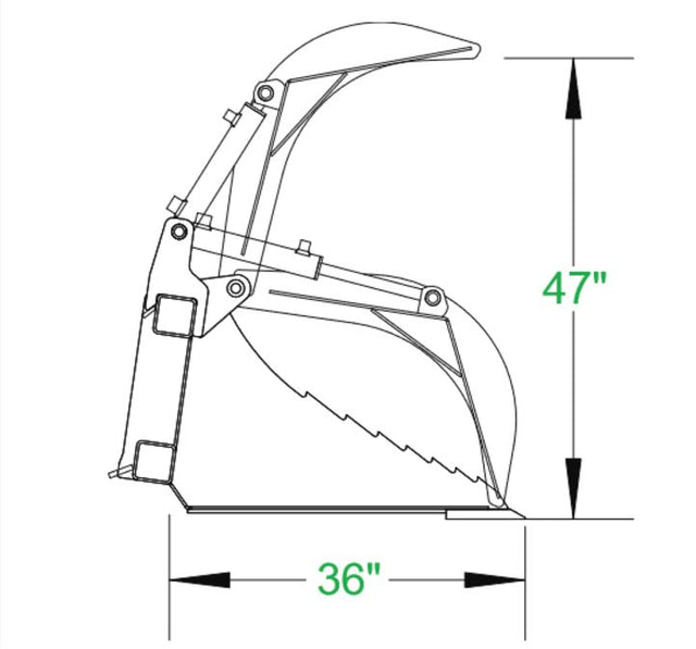 CID Stump Bucket Grapple Xtreme Duty For Skid Steer