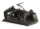 Paladin / FFC Brush Grapples for Skid Steer | A set of black FFC brush grapples for skid steer loaders, featuring multiple grapple pins and cylinders.