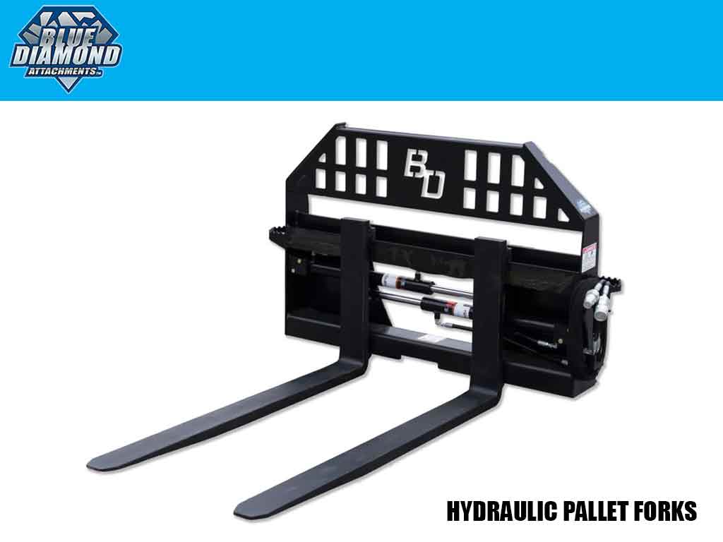 BLUE DIAMOND Hydraulic Adjusting Pallet Forks for Skid Steer