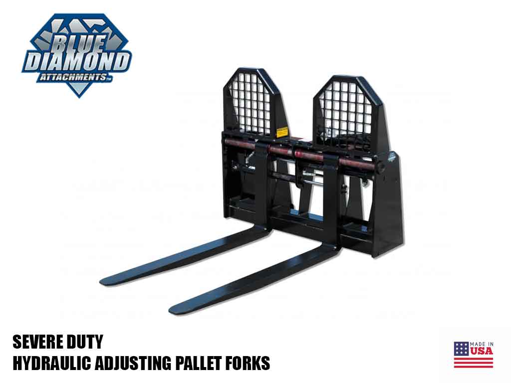 BLUE DIAMOND Hydraulic Adjusting Pallet Forks for Skid Steer