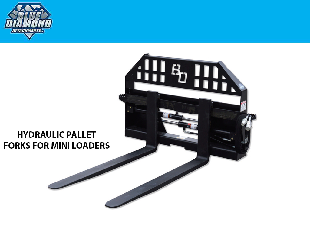 BLUE DIAMOND Hydraulic Pallet Forks for Mini Skid Steer