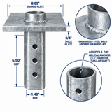 New Construction Helical Pier Bracket Plate — 2-7/8" Shaft