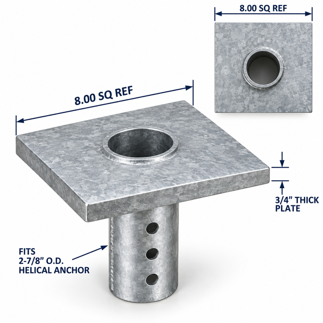 New Construction Helical Pier Bracket Plate — 2-7/8" Shaft