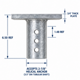 New Construction Helical Pier Bracket Plate — 2-7/8" Shaft