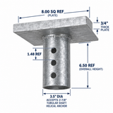 New Construction Helical Pier Bracket Plate — 2-7/8" Shaft