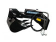 Blue Diamond mini skid steer backhoe attachment with hydraulic cylinder and toothed digging bucket on white background