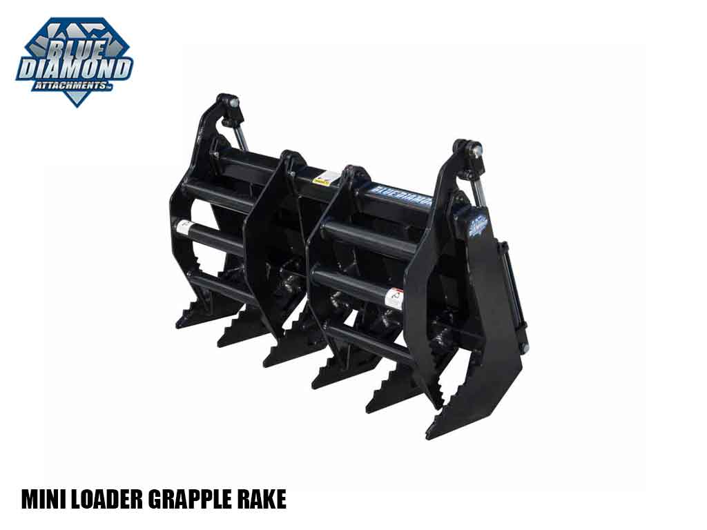 BLUE DIAMOND Grapple Rake for Mini Skid Steer