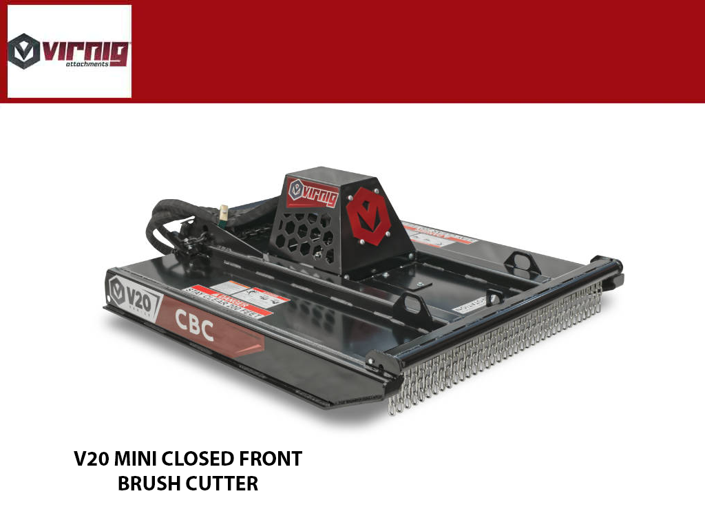 Virnig v20 Closed Front Rotary Brush Cutter for Mini Skid Steer