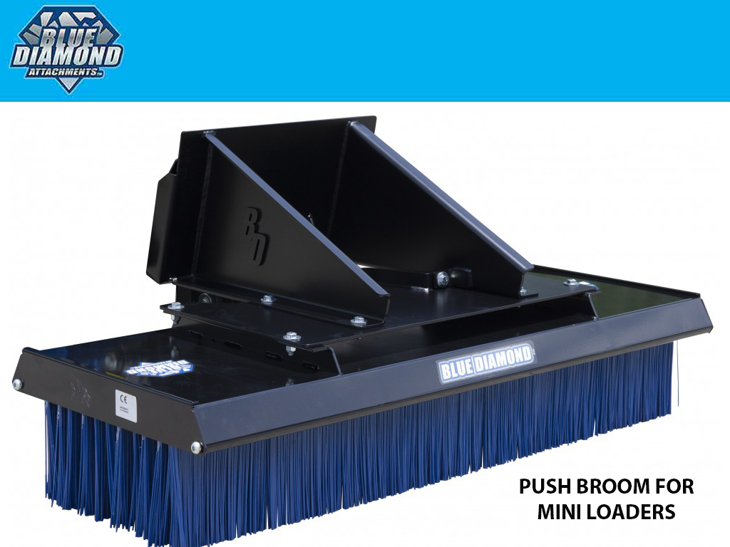 BLUE DIAMOND Push Broom For Mini Skid Steer Loader