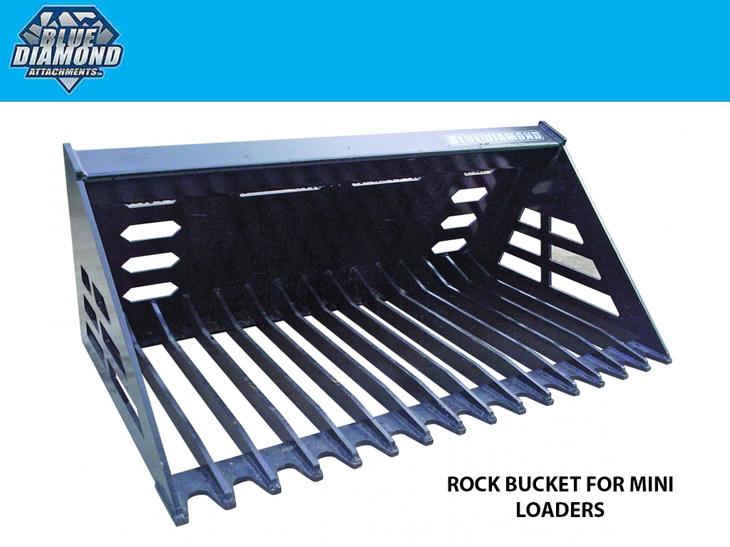 Blue Diamond Rock Bucket For Mini Skid Steer