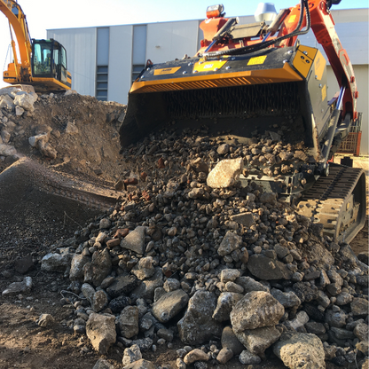 MB Crushers Padding Bucket | Model MB-HDS220 | Width 87" | Oil Flow Range 24-70 GPM | For Backhoe Loaders, Loaders & Skid Steers