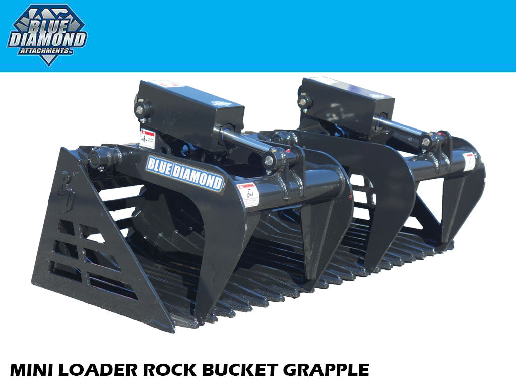 BLUE DIAMOND Rock Bucket for Mini Skid Steer Loader