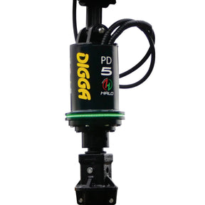 A black Digga HALO retrofit kit mounted on a vehicle, likely an excavator or similar construction equipment.