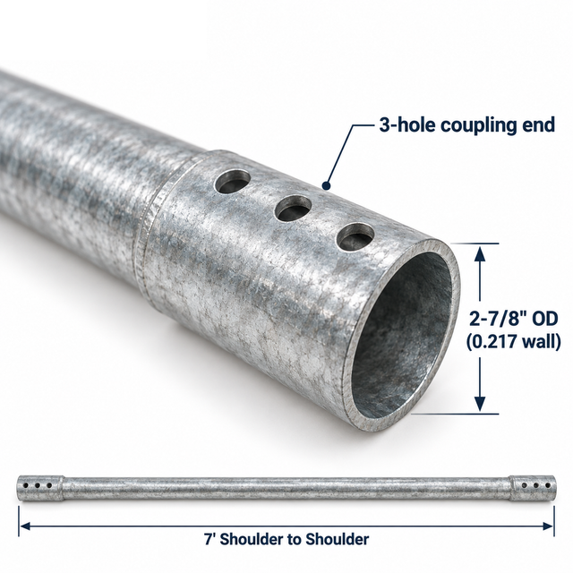 2-7/8" Helical Anchor Extension | 5 or 7 Foot Shoulder to Shoulder
