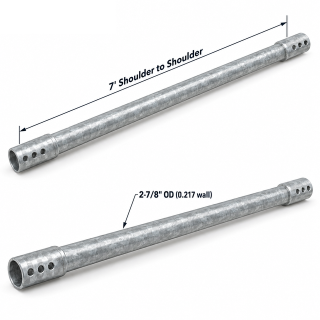 2-7/8" Helical Anchor Extension | 5 or 7 Foot Shoulder to Shoulder